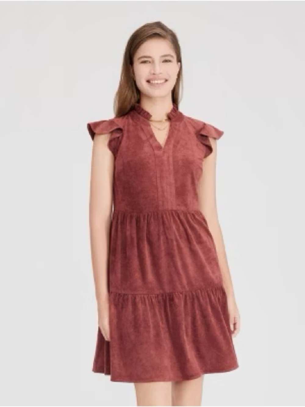 Universal Thread Rust Red Ruffled Sleeve Mini Dress